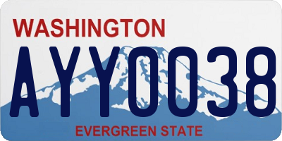 WA license plate AYY0038