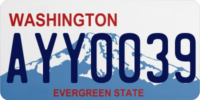 WA license plate AYY0039