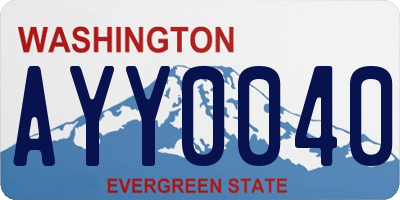 WA license plate AYY0040