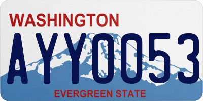 WA license plate AYY0053