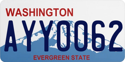 WA license plate AYY0062