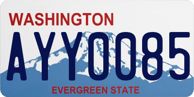 WA license plate AYY0085