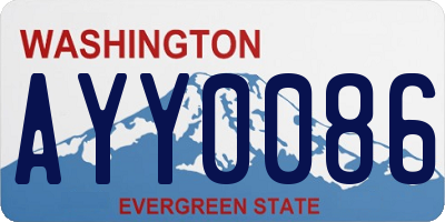 WA license plate AYY0086