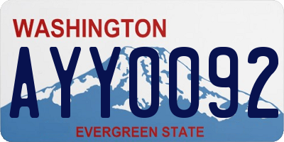 WA license plate AYY0092
