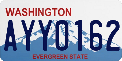 WA license plate AYY0162