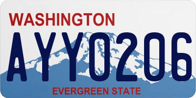 WA license plate AYY0206