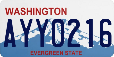 WA license plate AYY0216