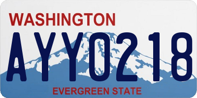 WA license plate AYY0218