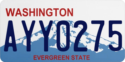 WA license plate AYY0275