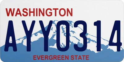 WA license plate AYY0314