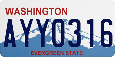 WA license plate AYY0316