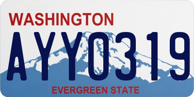 WA license plate AYY0319