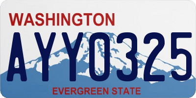 WA license plate AYY0325