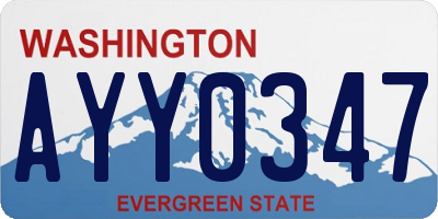 WA license plate AYY0347