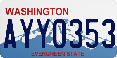 WA license plate AYY0353