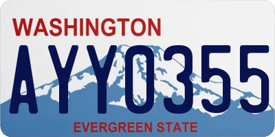 WA license plate AYY0355