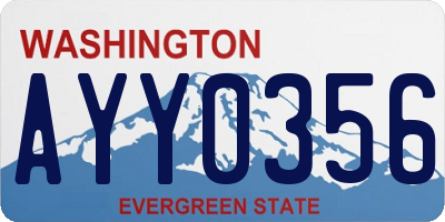 WA license plate AYY0356