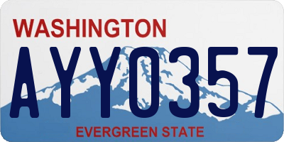 WA license plate AYY0357