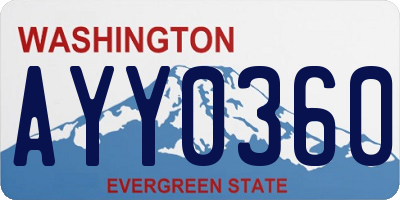 WA license plate AYY0360