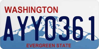 WA license plate AYY0361