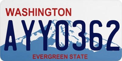 WA license plate AYY0362