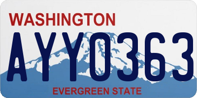 WA license plate AYY0363