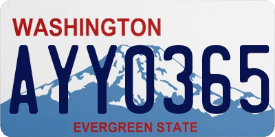 WA license plate AYY0365