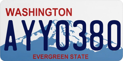 WA license plate AYY0380