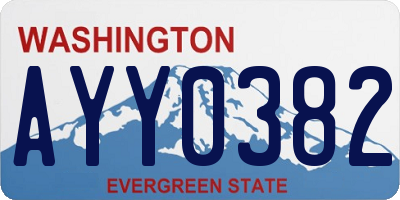 WA license plate AYY0382