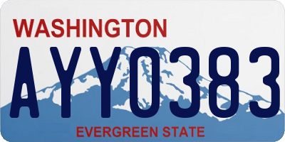 WA license plate AYY0383