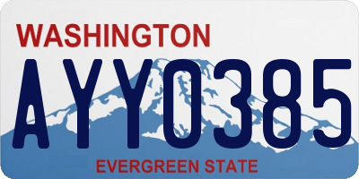 WA license plate AYY0385