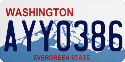 WA license plate AYY0386