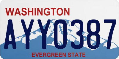 WA license plate AYY0387