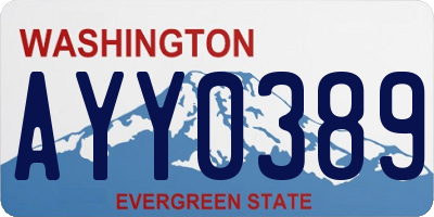 WA license plate AYY0389