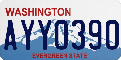 WA license plate AYY0390