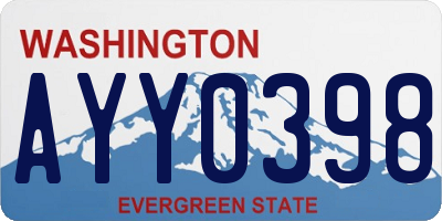 WA license plate AYY0398