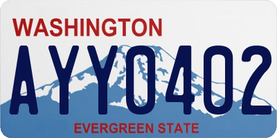 WA license plate AYY0402