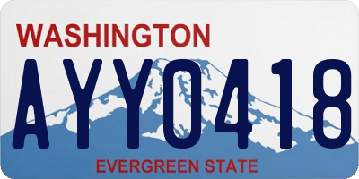 WA license plate AYY0418