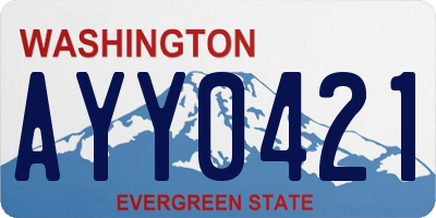 WA license plate AYY0421