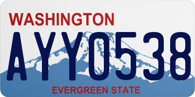 WA license plate AYY0538