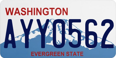 WA license plate AYY0562