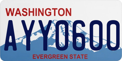 WA license plate AYY0600