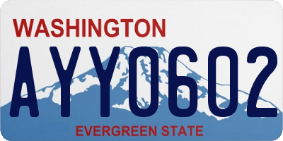 WA license plate AYY0602