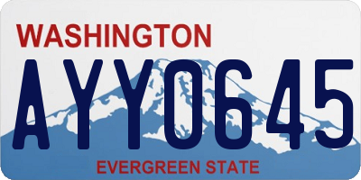 WA license plate AYY0645