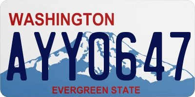 WA license plate AYY0647