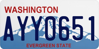 WA license plate AYY0651