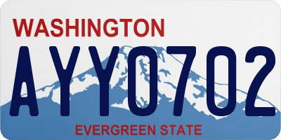 WA license plate AYY0702