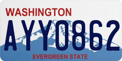 WA license plate AYY0862