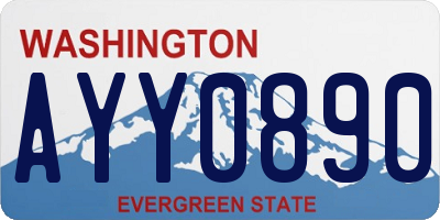 WA license plate AYY0890