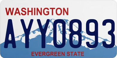 WA license plate AYY0893